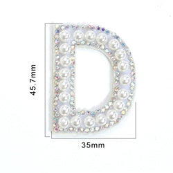 TonyBead 26 English Alphabet A-Z Pearl Letter Patches Rhinestone Patch Sewing On Patches Stripe Badge DIY Name