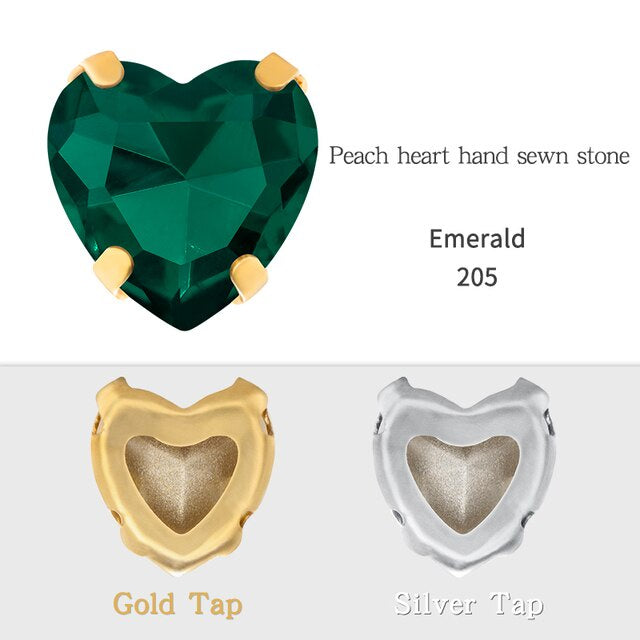 Heart Shape Glass Pointback K9 Crystal with Gold Bottom Sew on Rhinestone DIY Clothing Decoration
