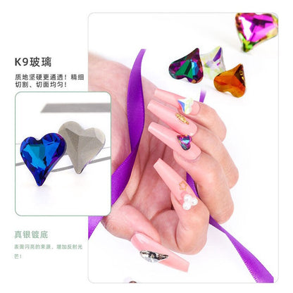 10pcs Rhinestones Nails Accessories Hearts Glass Parts Supplies Luxury Nail sticker Zircon Wholesale Crystals Glitters Jewelry