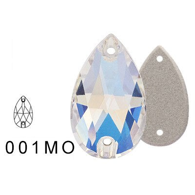 7 * 12Mm water drop flat buckle handmade perforated hand sewn drill clothing accessories high-grade rhinestone water drop hand sewn stone