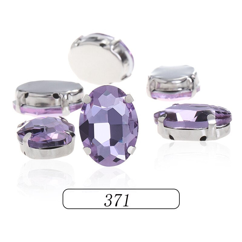 6X8/8X10mm 10pcs Oval Shape Glass Rhinestones With Silver Sew On Crystal Stone Strass Diamond For Clothes Dress and Crafts Embellishments