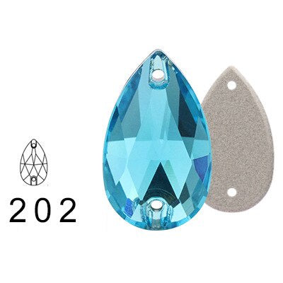 7 * 12Mm water drop flat buckle handmade perforated hand sewn drill clothing accessories high-grade rhinestone water drop hand sewn stone