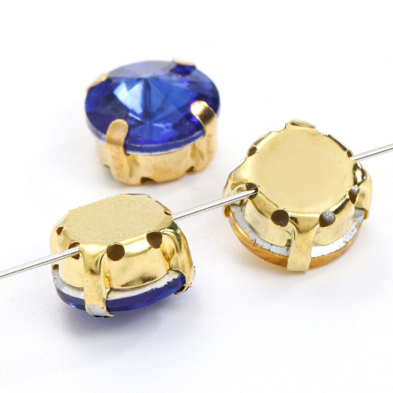 10/12mm Round Glass Rhinestones With Claw Sew On Crystal Stone Strass Diamond For Clothes Needlework DIY