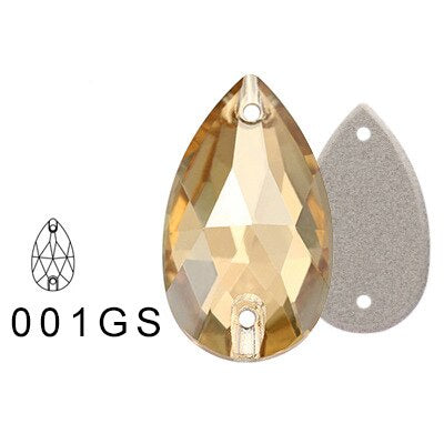 11 * 18Mm water drop flat buckle handmade perforated hand sewn drill clothing accessories high-grade rhinestone water drop hand sewn stone