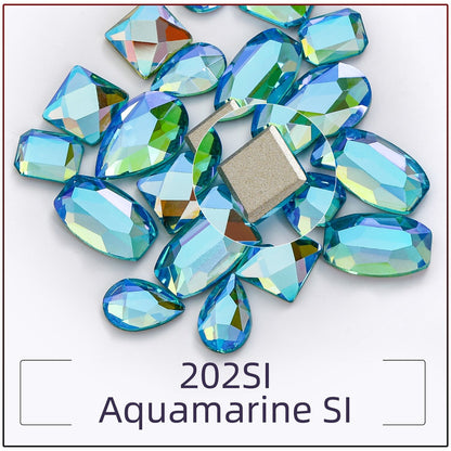 TonyBead 20Pcs Mixed Shape Flatback Stone Gem Glass Nail Art Rhinestone For Jewelry Making Loose Strass Crystal Nail Accessories Nail Drill kuku