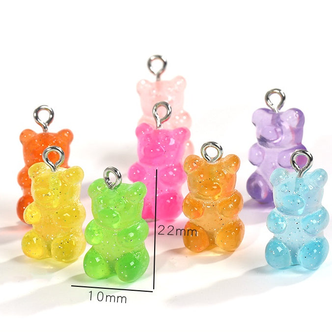 Cute Pendant Resin Bear Jelly Color Children's pendant phone case Diy handmade jewelry