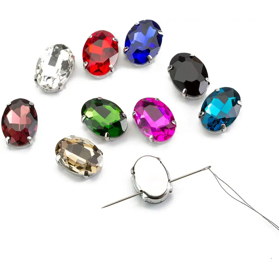 8*10mm 10*14mm Oval Shape Crystal Strass Diamond Rhinestone Sew on Clothing Garment Rhinestone with Claw for Dress