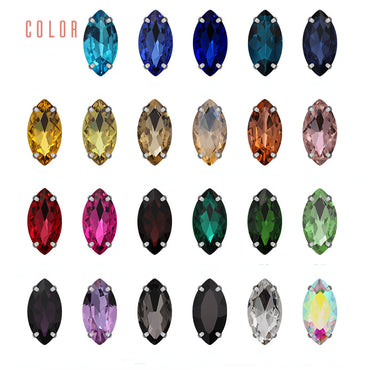 4*8/5*10mm Navette Shape Crystal Rhinestone with Silver Claw Clothing Accessories Rhinestones
