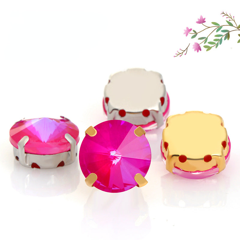Round Shape Mocha Fluorescent Crystal Sew On Rhinestone for Clothing Accessories Rhinestone