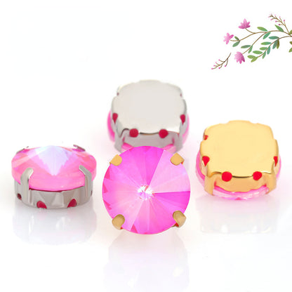 Round Shape 12mm Mocha Fluorescent Crystal Sew On Rhinestone for Clothing Accessories Rhinestone