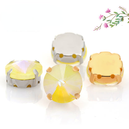Round Shape Mocha Fluorescent Crystal Sew On Rhinestone for Clothing Accessories Rhinestone