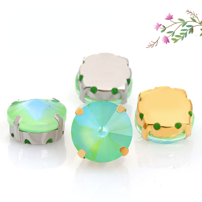 Round Shape Mocha Fluorescent Crystal Sew On Rhinestone for Clothing Accessories Rhinestone