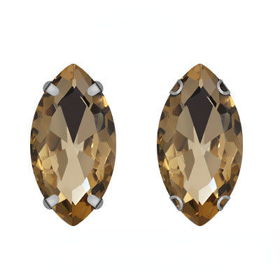 TonyBead 9*18mm/13*27mm Navette Shape Big Sew on Crystal Rhinestone with Silver Bottom for Clothing DIY Decoration