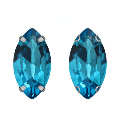 TonyBead 9*18mm/13*27mm Navette Shape Big Sew on Crystal Rhinestone with Silver Bottom for Clothing DIY Decoration