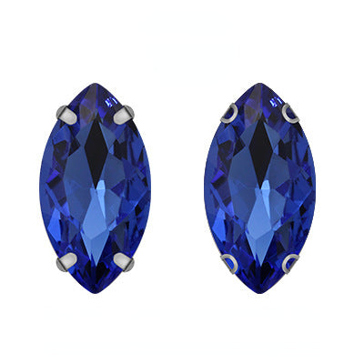 Hot Sell 6*12mm 7*15mm Navette Horse Eye Shape Crystal Rhinestone with Silver Bottom for Sew on Clothing Accessories