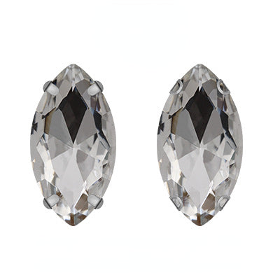 Hot Sell 6*12mm 7*15mm Navette Horse Eye Shape Crystal Rhinestone with Silver Bottom for Sew on Clothing Accessories