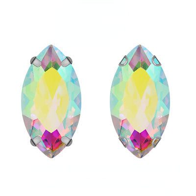 Hot Sell 6*12mm 7*15mm Navette Horse Eye Shape Crystal Rhinestone with Silver Bottom for Sew on Clothing Accessories
