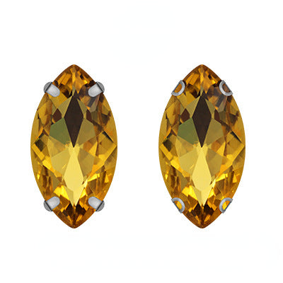 Hot Sell 6*12mm 7*15mm Navette Horse Eye Shape Crystal Rhinestone with Silver Bottom for Sew on Clothing Accessories