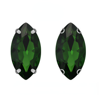Hot Sell 6*12mm 7*15mm Navette Horse Eye Shape Crystal Rhinestone with Silver Bottom for Sew on Clothing Accessories