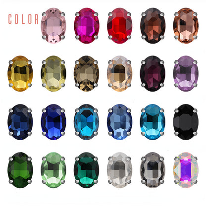 Oval Shape 6*8mm/8*10mm Crystal Sew on Glass Rhinestone for Garment Shoes Bag Decoration