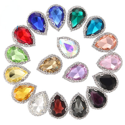 【10pcs】7*10mm Crystal with Gold/silver Base Suitable for Clothing and Wedding Decoration Accessories