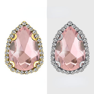 【10pcs】7*10mm Crystal with Gold/silver Base Suitable for Clothing and Wedding Decoration Accessories