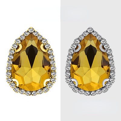 【10pcs】7*10mm Crystal with Gold/silver Base Suitable for Clothing and Wedding Decoration Accessories