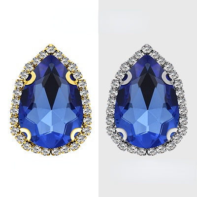 【10pcs】7*10mm Crystal with Gold/silver Base Suitable for Clothing and Wedding Decoration Accessories
