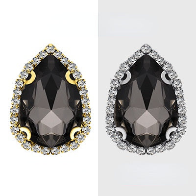 【10pcs】7*10mm Crystal with Gold/silver Base Suitable for Clothing and Wedding Decoration Accessories