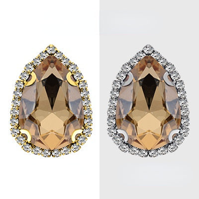 【10pcs】7*10mm Crystal with Gold/silver Base Suitable for Clothing and Wedding Decoration Accessories