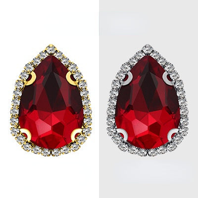 【10pcs】7*10mm Crystal with Gold/silver Base Suitable for Clothing and Wedding Decoration Accessories