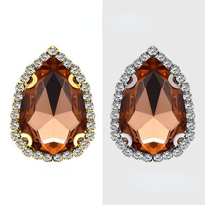 【10pcs】7*10mm Crystal with Gold/silver Base Suitable for Clothing and Wedding Decoration Accessories
