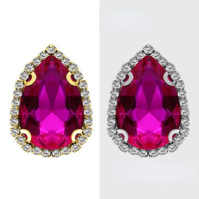 【10pcs】7*10mm Crystal with Gold/silver Base Suitable for Clothing and Wedding Decoration Accessories