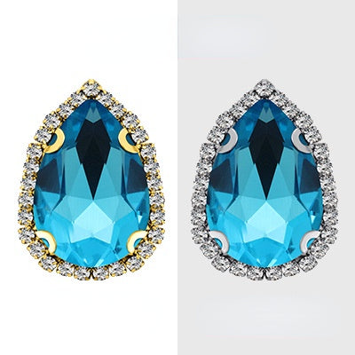【10pcs】7*10mm Crystal with Gold/silver Base Suitable for Clothing and Wedding Decoration Accessories