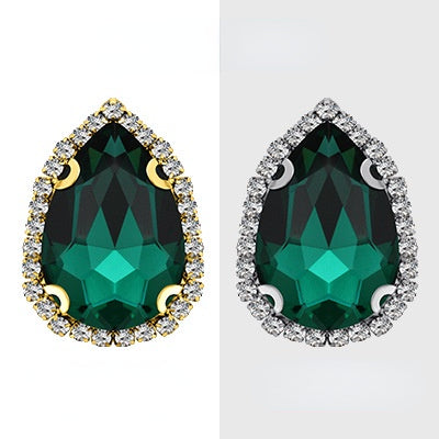 【10pcs】7*10mm Crystal with Gold/silver Base Suitable for Clothing and Wedding Decoration Accessories