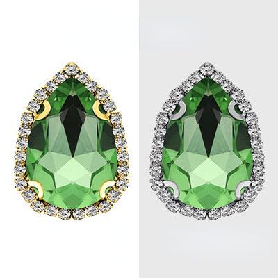 【10pcs】7*10mm Crystal with Gold/silver Base Suitable for Clothing and Wedding Decoration Accessories