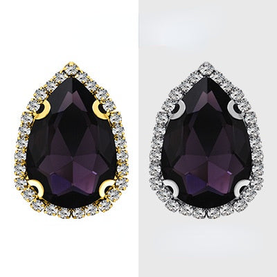 【10pcs】7*10mm Crystal with Gold/silver Base Suitable for Clothing and Wedding Decoration Accessories