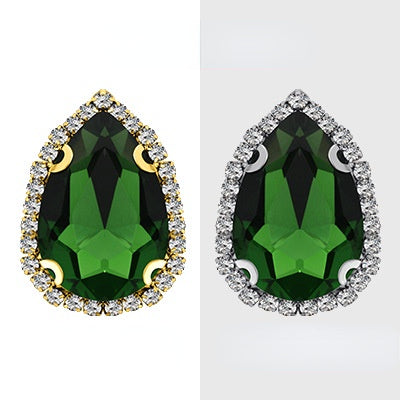 【10pcs】7*10mm Crystal with Gold/silver Base Suitable for Clothing and Wedding Decoration Accessories