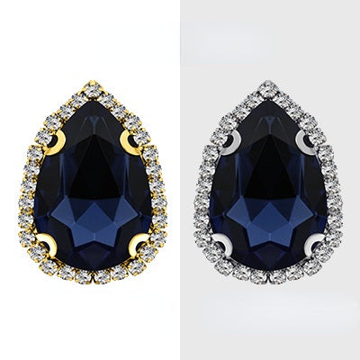 【10pcs】7*10mm Crystal with Gold/silver Base Suitable for Clothing and Wedding Decoration Accessories
