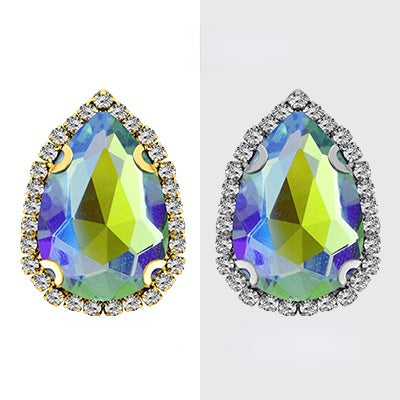 【10pcs】7*10mm Crystal with Gold/silver Base Suitable for Clothing and Wedding Decoration Accessories
