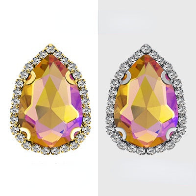 【10pcs】7*10mm Crystal with Gold/silver Base Suitable for Clothing and Wedding Decoration Accessories