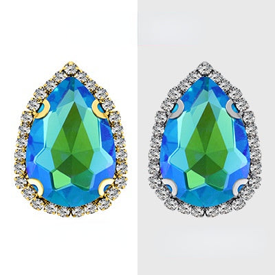 【10pcs】7*10mm Crystal with Gold/silver Base Suitable for Clothing and Wedding Decoration Accessories