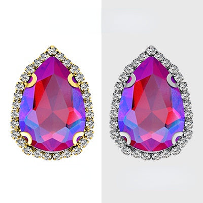 【10pcs】7*10mm Crystal with Gold/silver Base Suitable for Clothing and Wedding Decoration Accessories