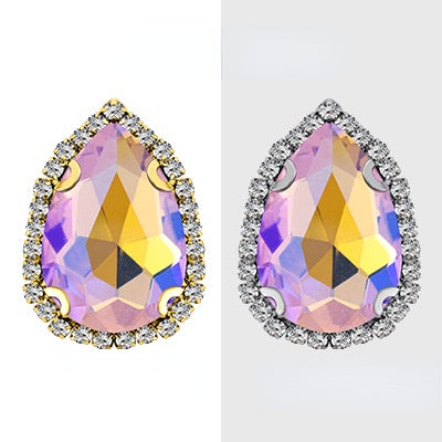 【10pcs】7*10mm Crystal with Gold/silver Base Suitable for Clothing and Wedding Decoration Accessories