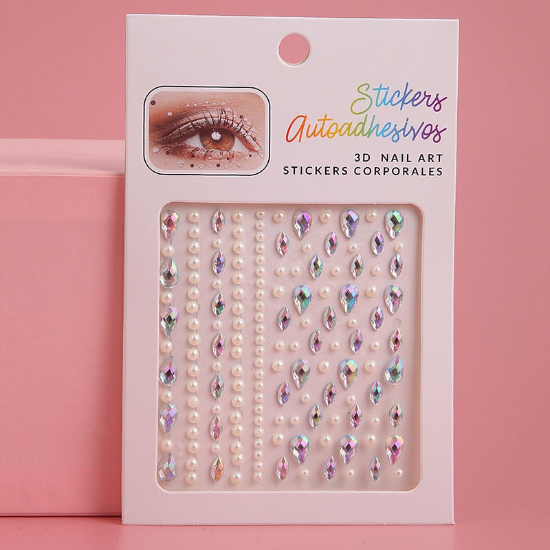 Cross-Border Hot Sell Face Rhinestone Diamond Sticker Eyebrow Eye Pad Forehead Face Decoration Acrylic Crystal Sticker Party Diamond Sticker