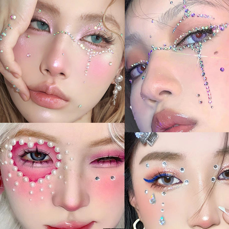Butterfly Rhinestone Tear Eye Paste Pearl Glue Eyebrow Paste Eye Paste Forehead Face Paste Rhinestone Resin Gem Nail DIY