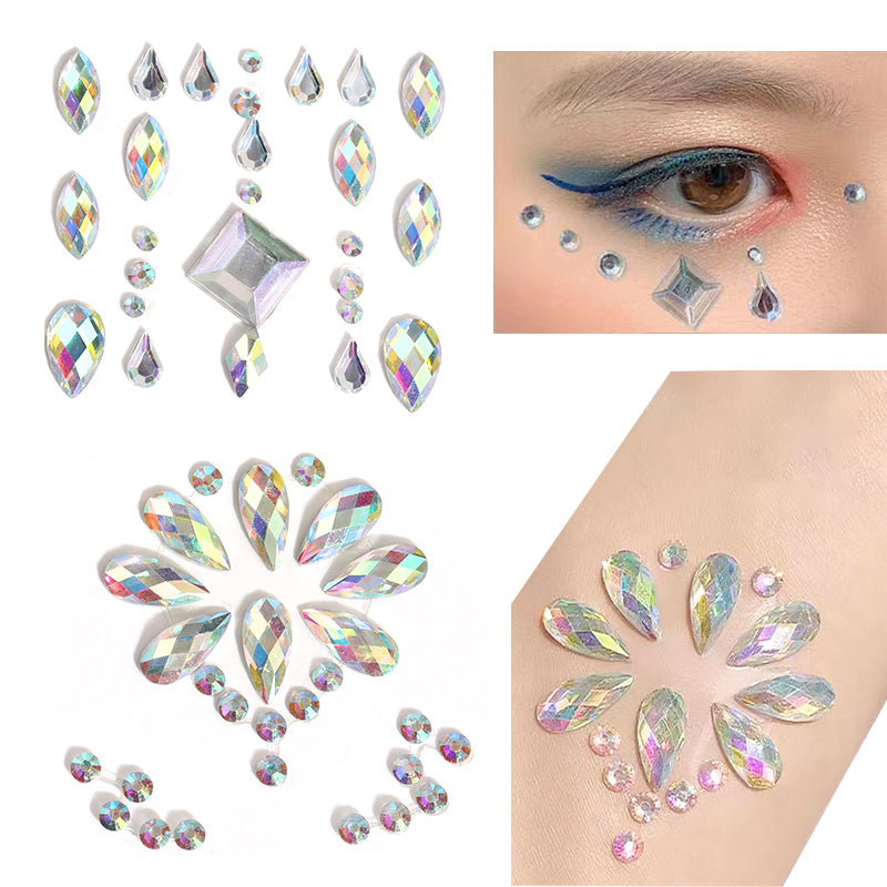 Butterfly Rhinestone Tear Eye Paste Pearl Glue Eyebrow Paste Eye Paste Forehead Face Paste Rhinestone Resin Gem Nail DIY