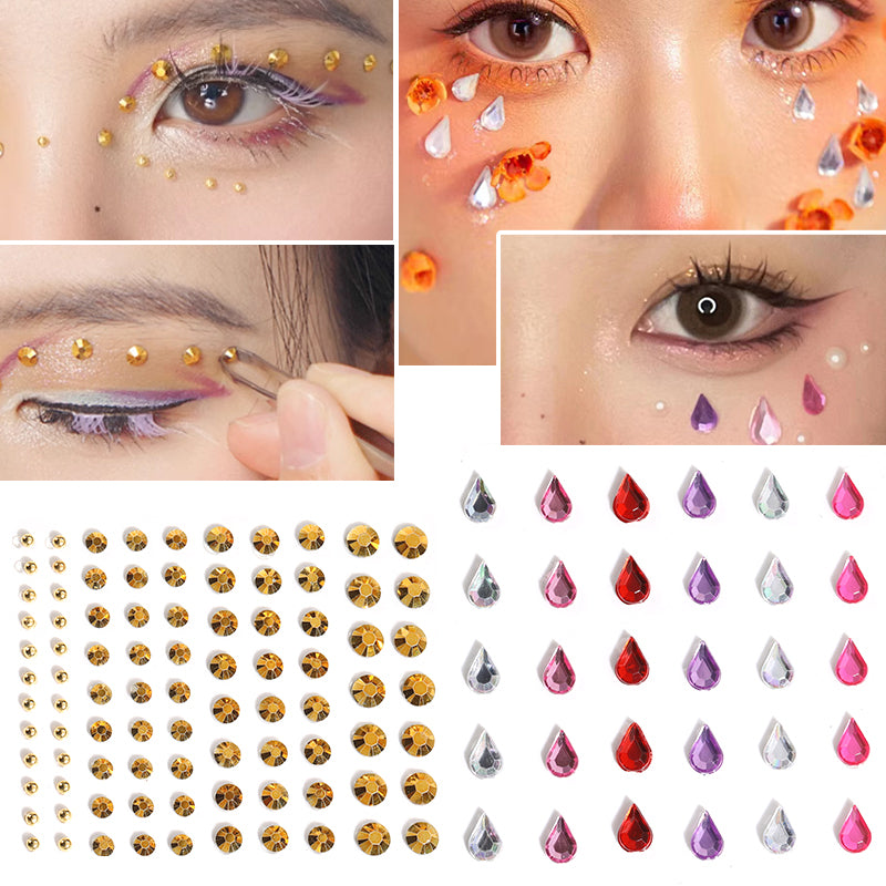 Butterfly Rhinestone Tear Eye Paste Pearl Glue Eyebrow Paste Eye Paste Forehead Face Paste Rhinestone Resin Gem Nail DIY