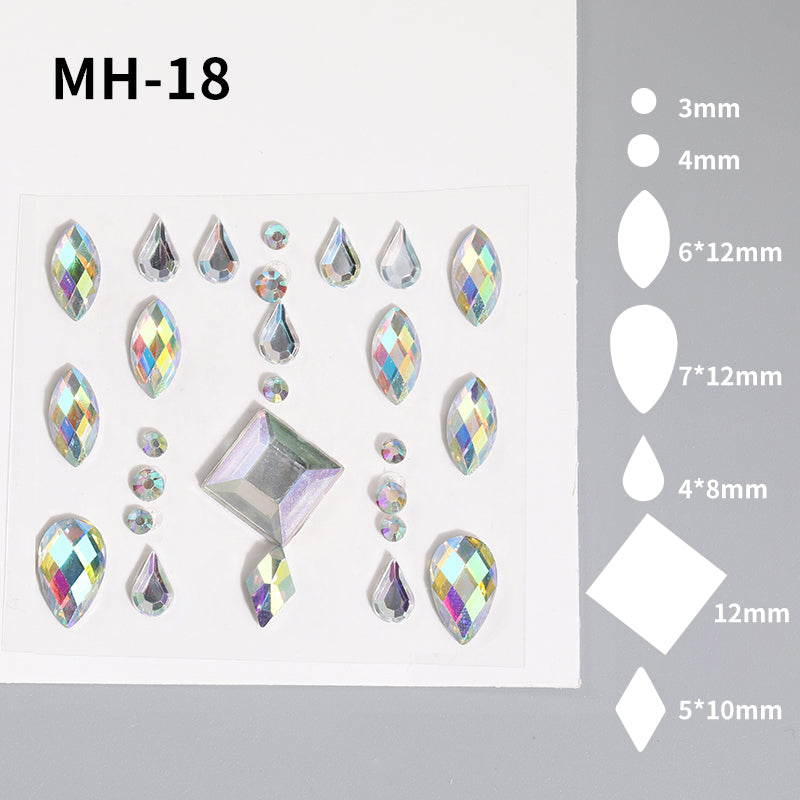 Butterfly Rhinestone Tear Eye Paste Pearl Glue Eyebrow Paste Eye Paste Forehead Face Paste Rhinestone Resin Gem Nail DIY