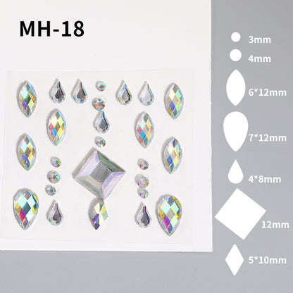Butterfly Rhinestone Tear Eye Paste Pearl Glue Eyebrow Paste Eye Paste Forehead Face Paste Rhinestone Resin Gem Nail DIY